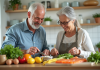 Couple senior préparant un repas riche en vitamine B12