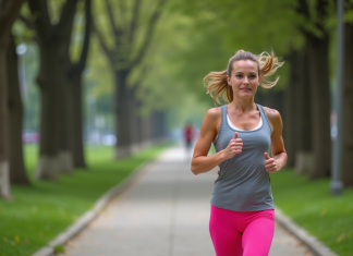Activer la combustion des graisses : conseils pratiques pour perdre du poids efficacement Femme sportive courant dans un parc urbain verdoyant