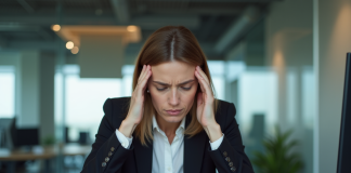 Femme d'affaires fatiguée au bureau en tenue professionnelle
