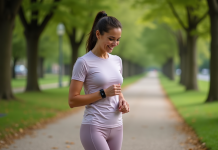 Perdre 10 kg en 3 mois : le défi à portée de main ! Femme souriante en jogging dans un parc au matin