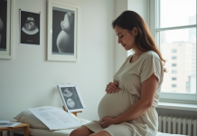 Femme enceinte dans une clinique urbaine en consultation