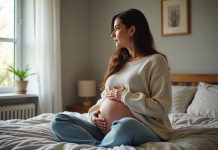 Traumatisme émotionnel et grossesse : quel impact sur la santé de la mère ? Femme enceinte assise sur le lit dans une chambre calme