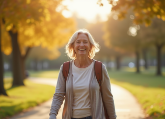 Les bienfaits insoupçonnés d’une bonne hygiène de vie : le regard de Pharamond Santé Femme d'âge moyen marchant dans un parc ensoleillé