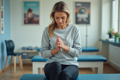 Femme en rééducation sportive dans un centre de soins