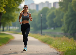 Perdre du poids après 40 ans : conseils et astuces pour une perte efficace Femme active courant au parc au bord de la rivière