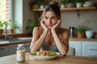 Femme sportive pensant à sa santé à la maison