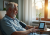 Homme age controle tension arterielle a la maison