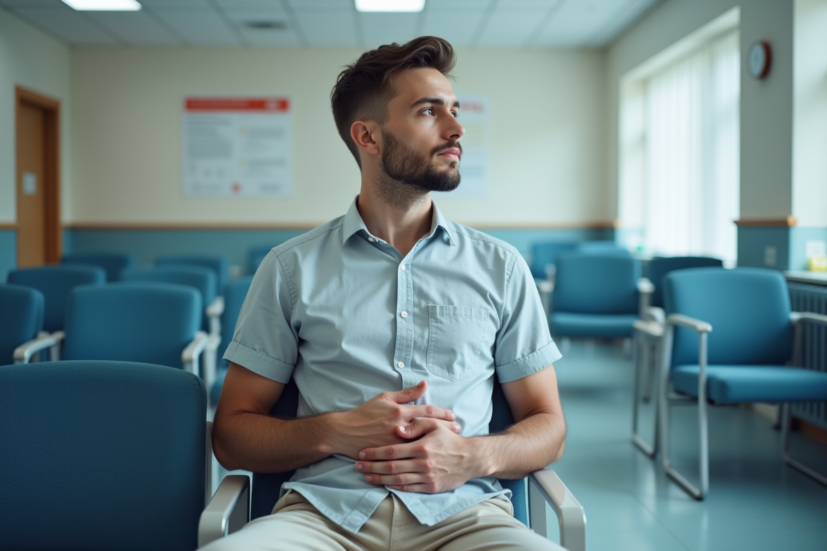 Jeune homme dans une salle d