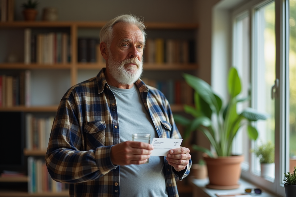 Homme âgé avec carte de vaccination dans un salon