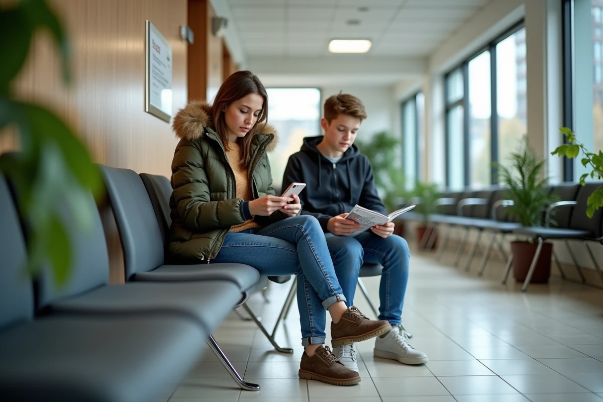 Jeune femme avec un adolescent dans la salle d