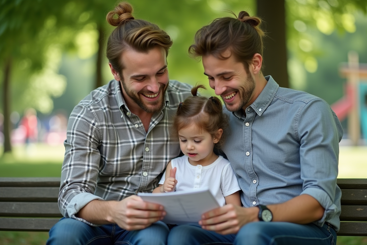 Père et fille discutant de vaccination dans un parc