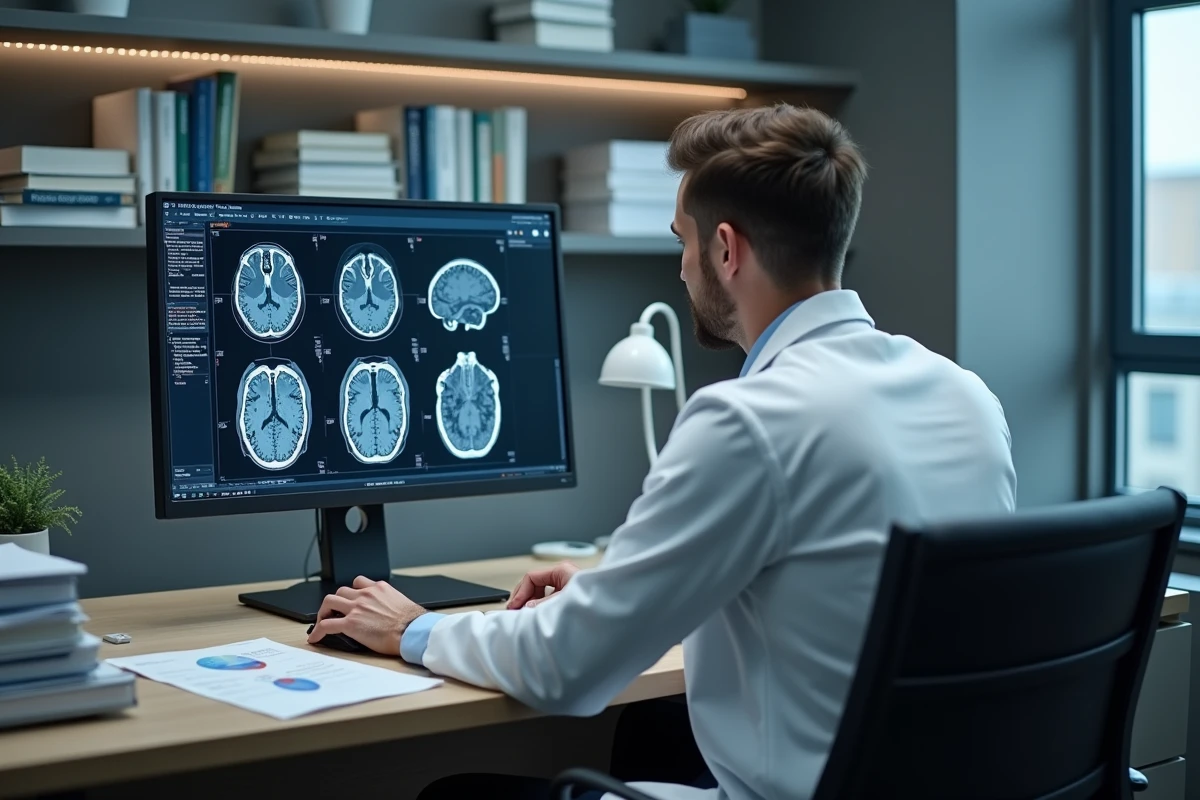 Radiologue examine des scans d