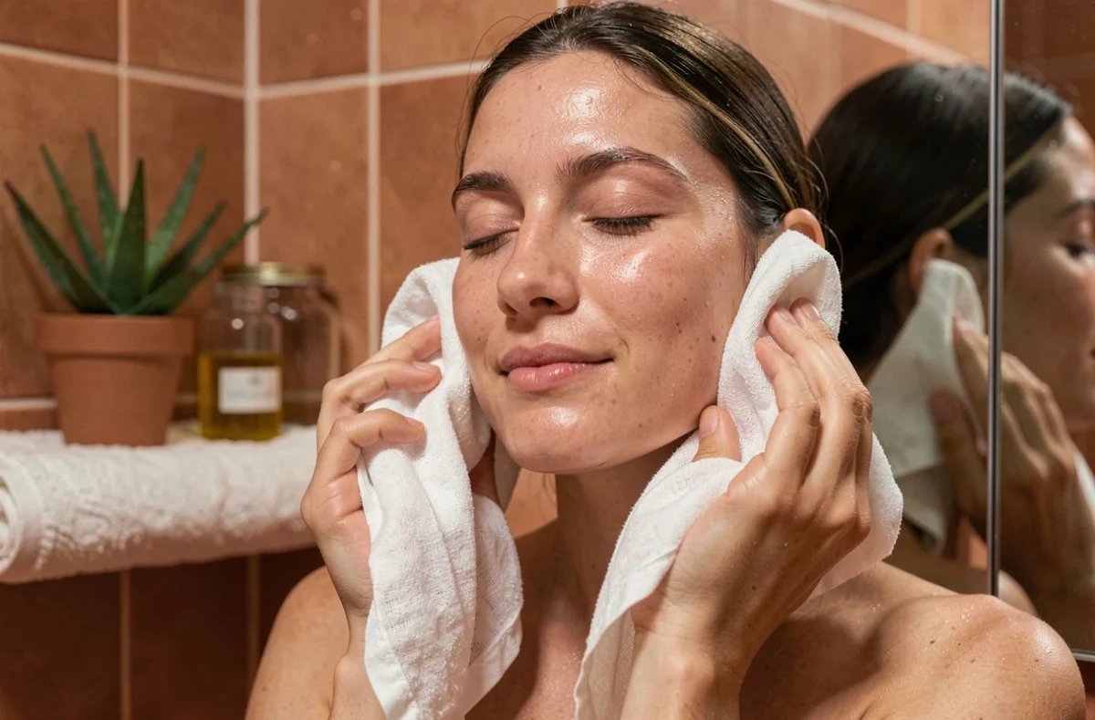 Femme retirant un masque à la papaye pour révéler une peau éclatante et un teint unifié